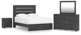 Hollivern Queen Panel Bed, Dresser, Mirror and Nightstand